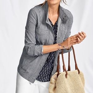 Talbots Blue Ticking Denim Jacket